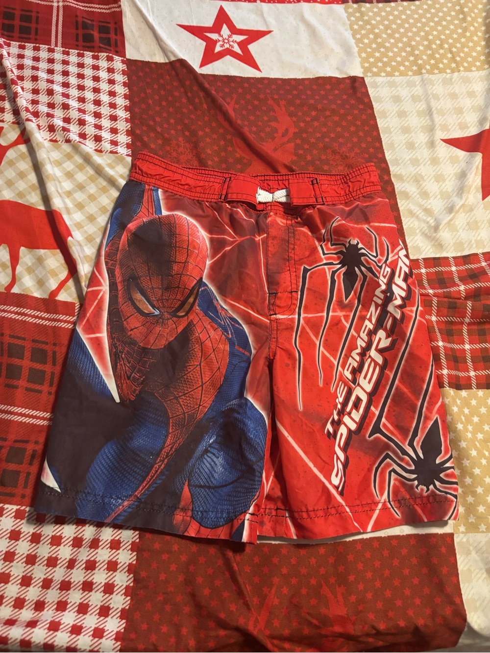 Marvel Red Swim Shorts with Black Stitching